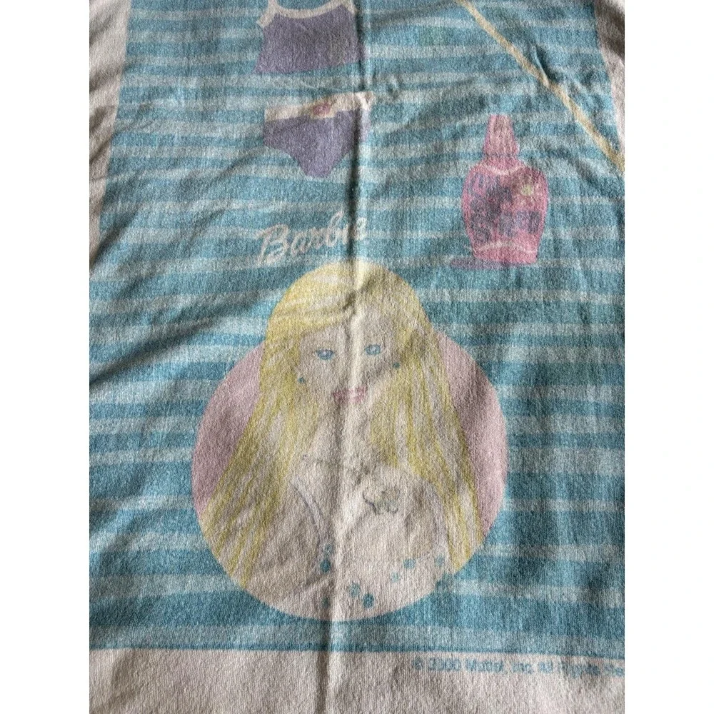 Vintage 2000 Barbie Beach Towel Purple Swimsuit Mattel Franco 52
